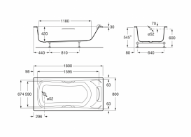 Ванна акриловая прямоугольная Roca BeCool 180х80 с ручками белая A248015001