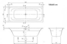 Ванна акриловая прямоугольная Villeroy&Boch коллекция Targa Style 180x80х48 UBA180FRA2V-01