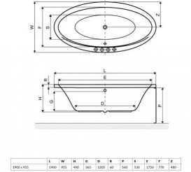 Ванна акриловая Radaway Excellent Lumina 190x95,5 см белый OBEX.LUM19WH