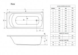 Ванна акриловая Radaway Kea 150x75 см с ножками белый WA1-04-150x075US