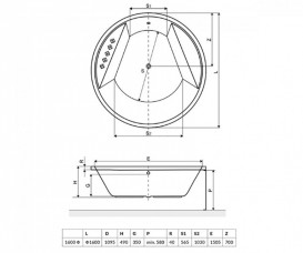 Ванна акрилова Radaway Meteora Ø 160 см окремостояча білий WA1-39-160US