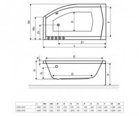 Ванна акрилова Radaway Sitera 160x95 см права з ніжками білий WA1-32-160х095P