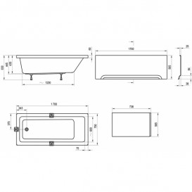 Ванна акриловая Ravak 10° 170x75 прямоугольная белая CA71000000