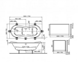 Ванна акриловая Ravak Campanula 180x80 прямоугольная белый XAU0000021
