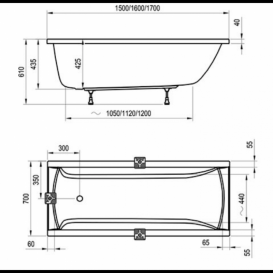 Ванна акрилова Ravak Classic 120х70 прямокутна C861000000
