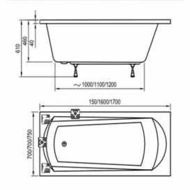Ванна акрилова Ravak Domino 170x75 прямокутна біла C631000000