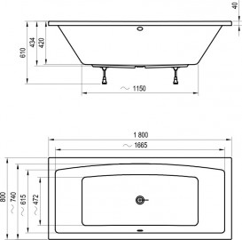 Ванна акрилова Ravak Formy 02 180x80 прямокутна біла C891000000