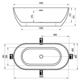 Ванна акриловая Ravak Freedom O 170x80 см белый XC00100044
