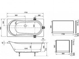 Ванна акрилова Ravak Fresia 170x80 прямокутна білий XAU0000022
