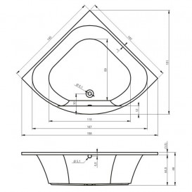 Ванна акрилова Riho Atlanta кутова 140x140 білий BB7000500000000
