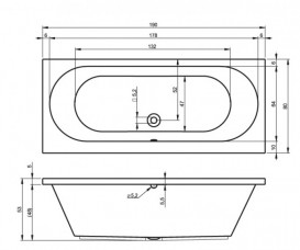 Ванна акриловая Riho Carolina прямоугольная 190x80 белый BB5500500000000