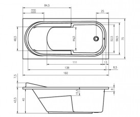 Ванна акриловая Riho Columbia прямоугольная 160x75 белый BA0100500000000
