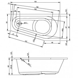 Ванна акриловая Riho Delta асимметричная 150x80 левая белый BB8100500000000