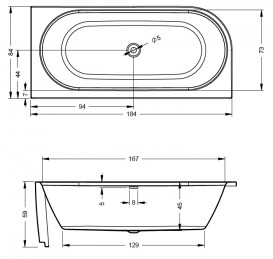 Ванна акриловая Riho Desire LED асимметричная 184x84 левая белый BD0600500K00133