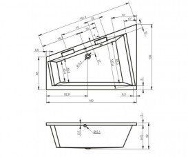 Ванна акриловая Riho Doppio асимметричная 180x130 правая белый BA9000500000000
