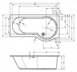 Ванна акрилова Riho Dorado асиметрична 170х90 ліва білий BA8100500000000