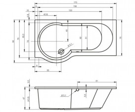 Ванна акрилова Riho Dorado асиметрична 170х90 права білий BA8000500000000