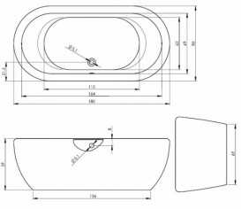 Ванна акриловая Riho Dua овальная 180x86 черный/белый BD0166500000000