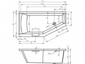 Ванна акриловая Riho Geta асимметричная 170х90 правая белый BA8800500000000