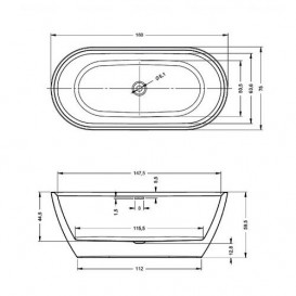 Ванна акриловая Riho Inspire Velvet овальная 160x75 белый матовый BD1010500000000