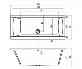 Ванна акриловая Riho Julia прямоугольная 160x70 белый BA7100500000000