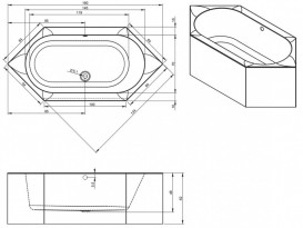 Ванна акриловая Riho Kansas Plug & Play 190x90 с панелью белый BD5000500000000