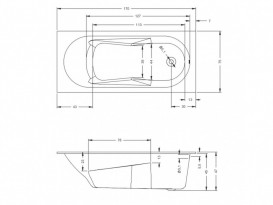 Ванна акриловая Riho Lazy прямокутна 170x75 біла BC3800500000000