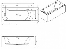 Ванна акрилова Riho Linares Plug & Play 180x80 права з панеллю BD5500500000000