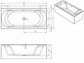 Ванна акриловая Riho Linares Plug & Play 200x90 левая с панелью BD6000500000000