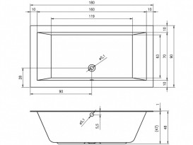 Ванна акрилова Riho Lugo прямокутна 180x90 білий BT0300500000000