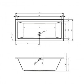 Ванна акриловая Riho Lugo Velvet прямоугольная 170x75 белый матовый BT0110500000000