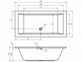 Ванна акриловая Riho Lusso прямокутна 180x90 біла BA7700500000000