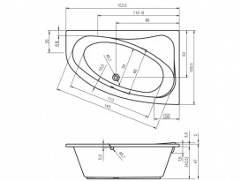Ванна акриловая Riho Lyra асимметричная 153х100 левая белый BA6800500000000