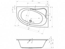 Ванна акриловая Riho Lyra асимметричная 170х110 левая белый BA6400500000000