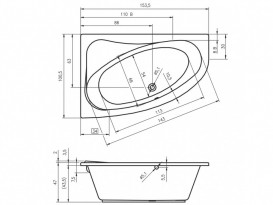 Ванна акриловая Riho Lyra асимметричная 153х100 правая белый BA6700500000000