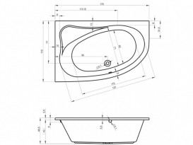 Ванна акриловая Riho Lyra асимметричная 170х110 правая белый BA6300500000000