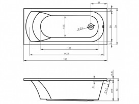 Ванна акриловая Riho Miami прямоугольная 160x70 белый BB6000500000000