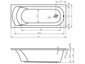 Ванна акриловая Riho Miami прямоугольная 170x70 белый BB6200500000000