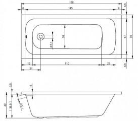 Ванна акрилова Riho Rima прямокутна 160х70 білий BB3000500000000