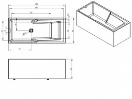 Ванна акрилова Riho Still Shower Plug & Play 180x80 права з панеллю BD1700500000000