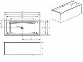 Ванна акрилова Riho Still Square Plug & Play прямокутна 180x80 ліва з панеллю BD1200500000000