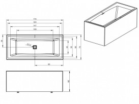 Ванна акрилова Riho Still Square Plug & Play прямокутна 170x75 ліва з панеллю BD1400500000000
