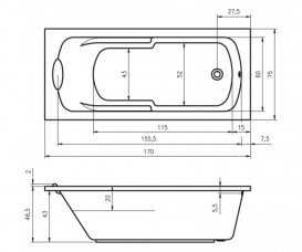 Ванна акриловая Riho Virgo прямоугольная 170x75 біла BZ0700500000000