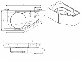 Ванна акрилова Riho Yukon Plug & Play асиметрична 160х90 права з панеллю BD7400500000000