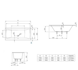 Ванна акрилова Roca Savai Slim Rim 180x80 см білий A248591000