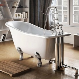 Ванна акриловая свободностоящая Burlington Harewood Slipper 169x73 см белый E1