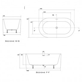 Ванна акрилова свободностоящая Kerasan Nolita з донним клапаном Clic-clac 145x78xh58 535001