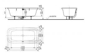 Ванна акриловая TOTO NC прямоугольная белый PAY1740PWEE