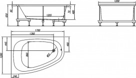 Ванна акрилова кутова асиметрична вбудована Kolpa-San Chad R 170х120 см білий 539570