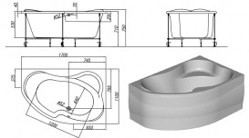 Ванна акрилова кутова асиметрична вбудована Kolpa-San Lulu l 170x110 см білий 741420